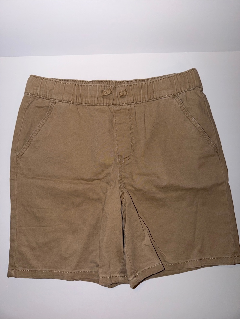 Kids Elastic-Waist Tan Shorts - Large Husky